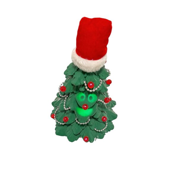 Vintage Animated Singing Christmas Tree Faces Lights Up Rotates Sings 12" Tall - Picture 4 of 8